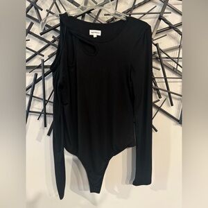 Superdown Black Asymmetrical Cut Out Bodysuit